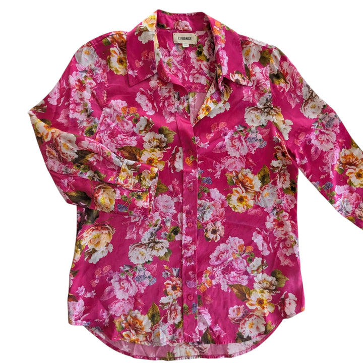 L'Agence Silk Blouse Size XS Tall
