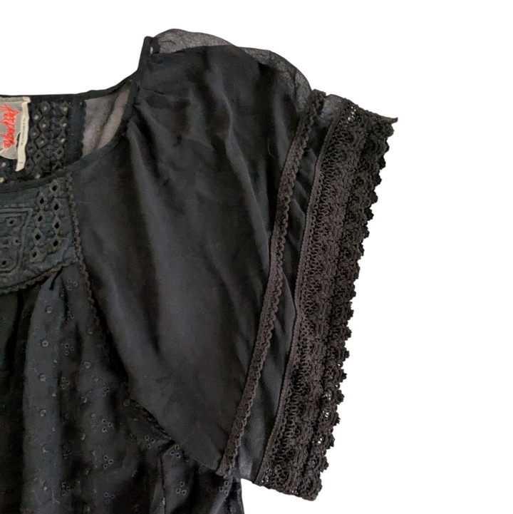 Free People Sheer Black Top Size Small