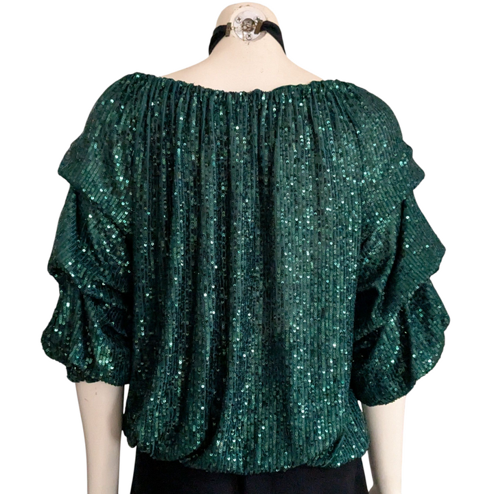 Cece Green Sequin Top Size Medium
