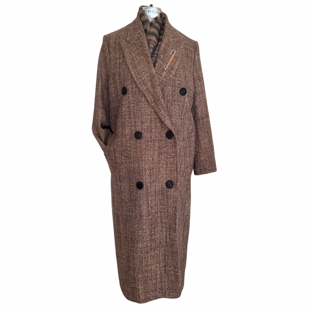 Lafayette 148 Long Tweed Coat Size Large NWT
