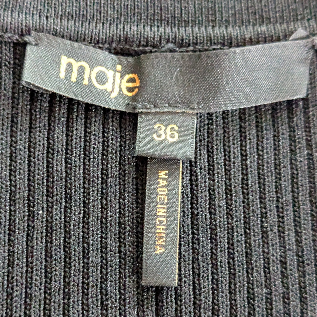 Maje Polo Collar Ribbed Knit Dress Size 36