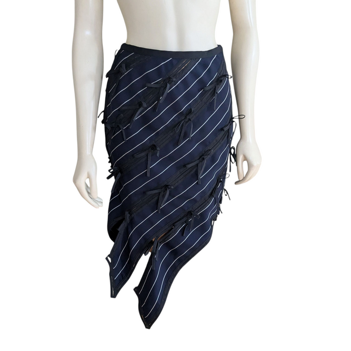 Self Portrait Pinstripe Ribbon Panel Skirt Size 2