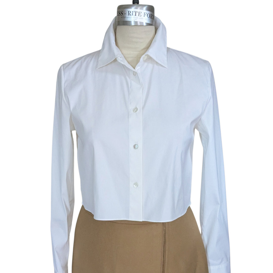 Theory Cropped Button Down Shirt Size Small