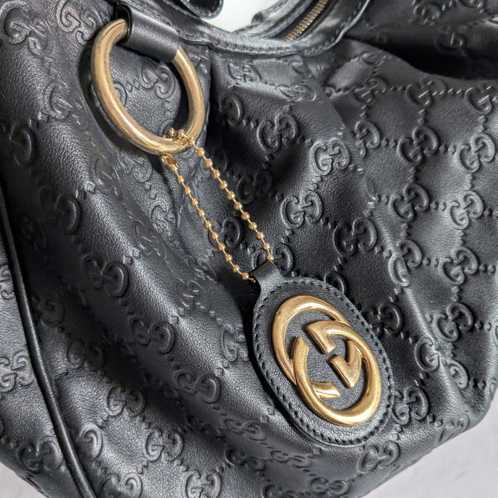 Gucci Cimaline Shoulder Bag Black Leather