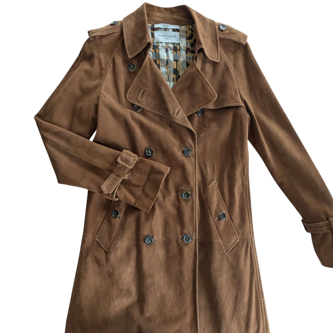 Yves Saint Laurent Suede Trench Coat Size Small