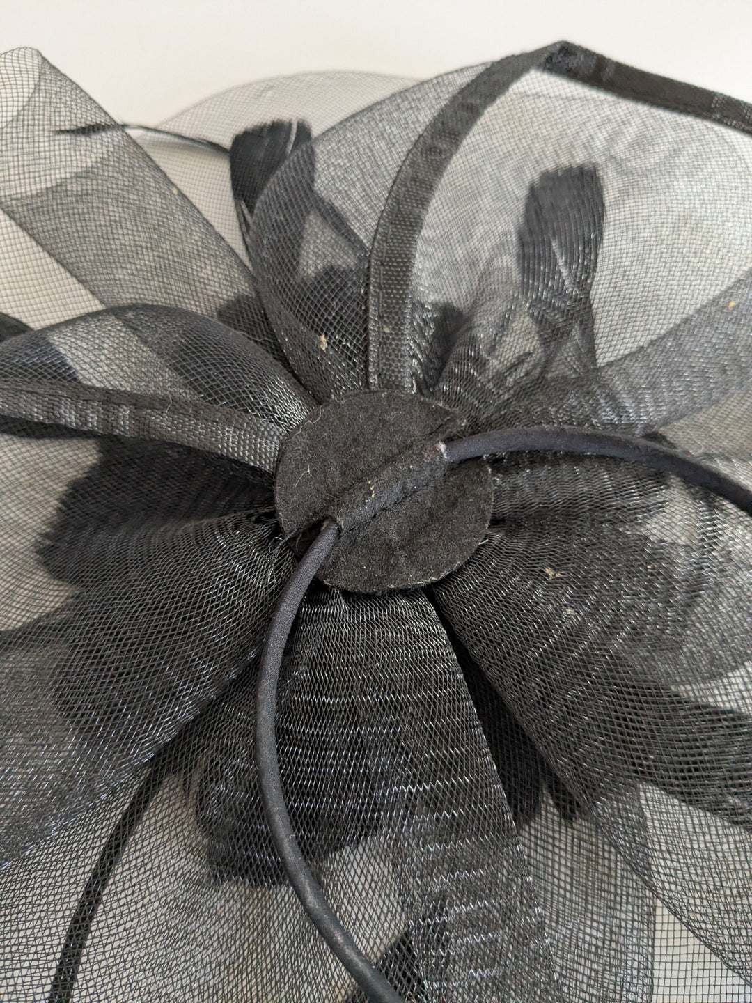 Black Mesh and Feather Fascinator