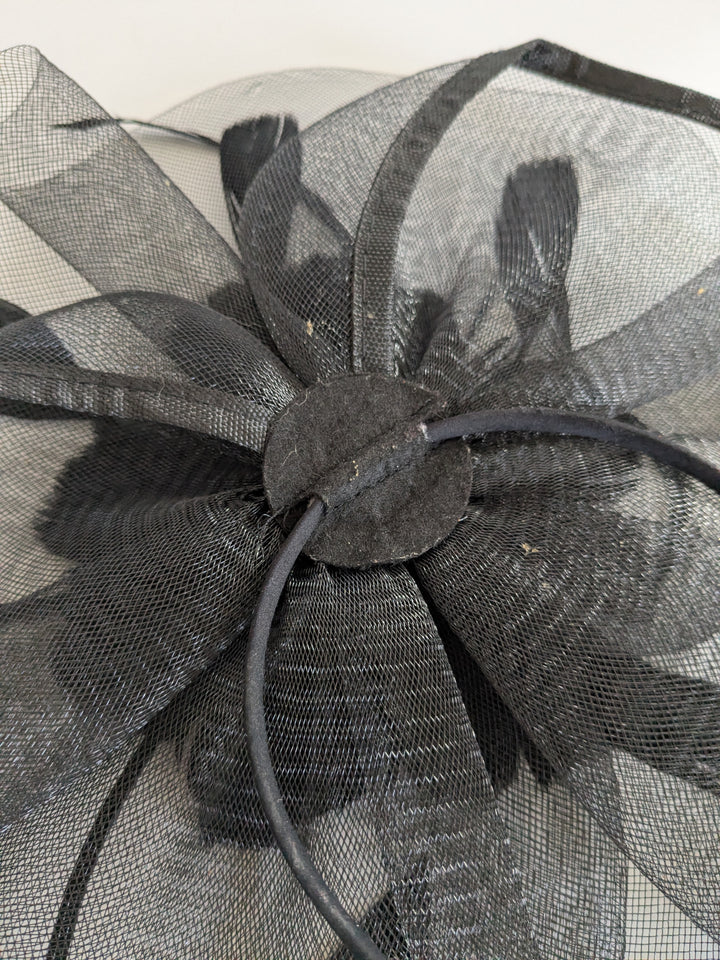 Black Mesh and Feather Fascinator