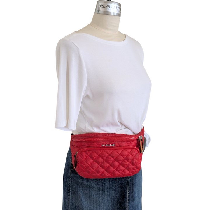 MZ Wallace Red Quilted Belt Bag