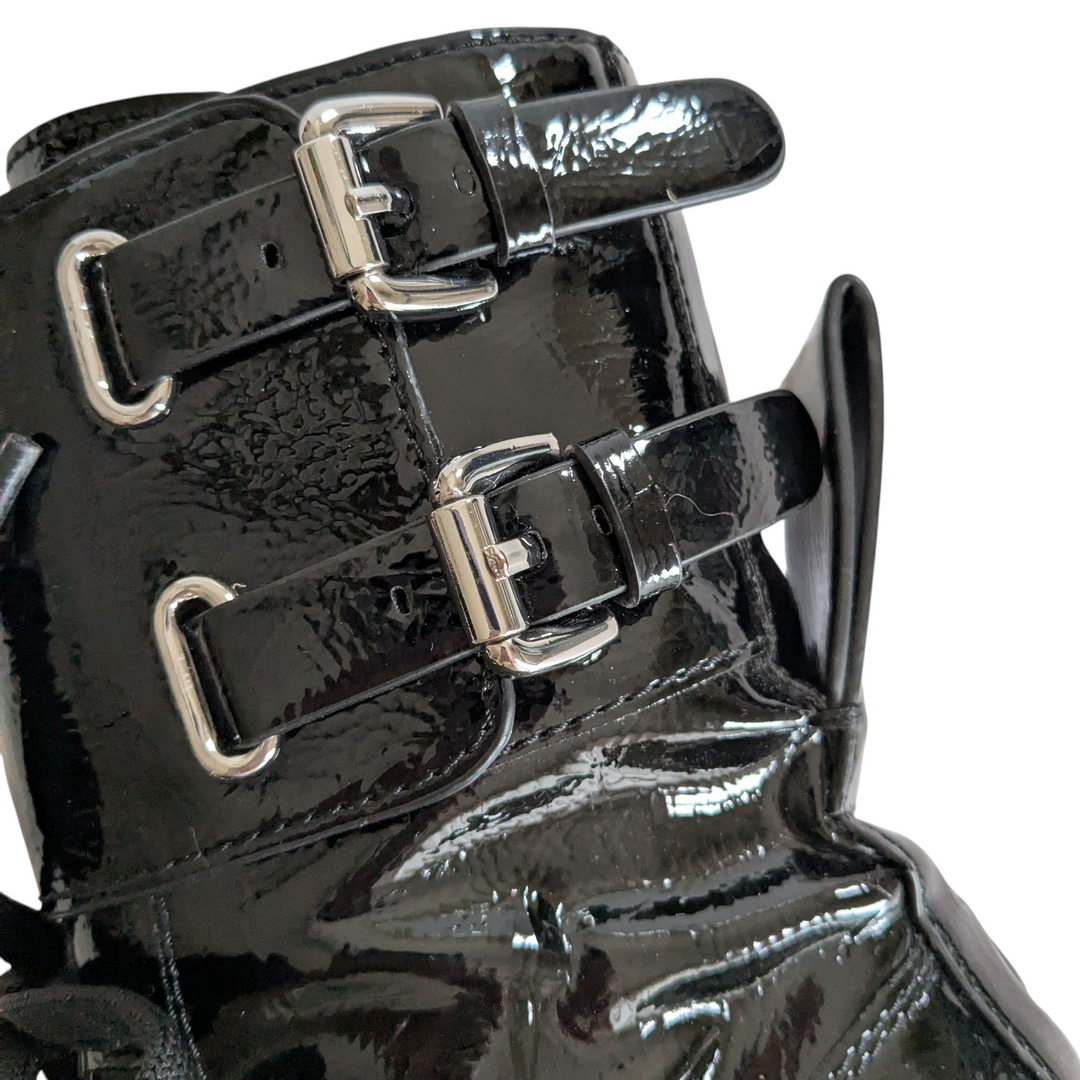 DKNY Patent Leather Moto Boots Size 6.5