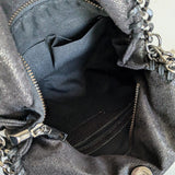 Black Metallic Bag with Chain Trim