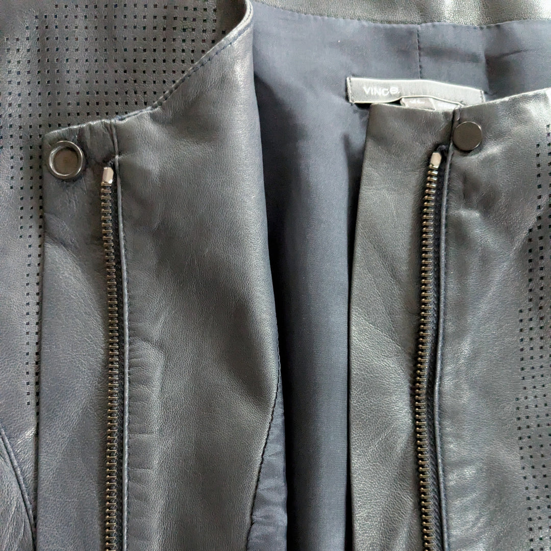 Vince Navy Leather Blazer Size XL