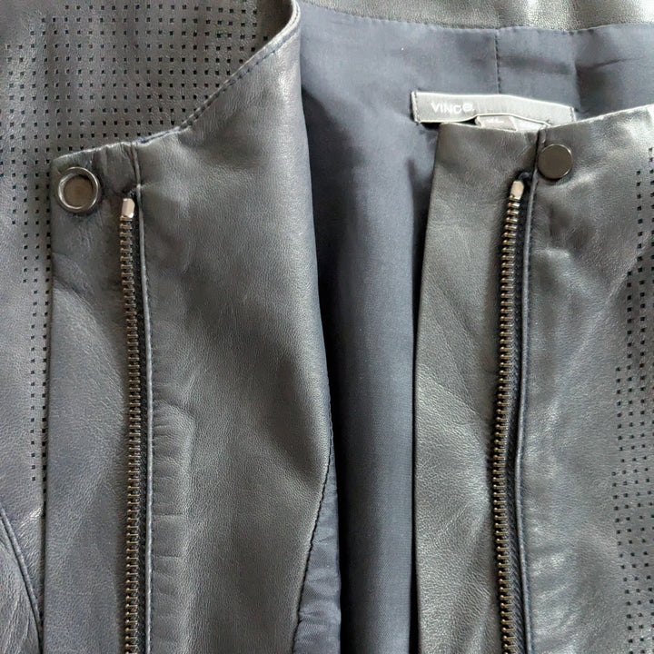 Vince Navy Leather Blazer Size XL