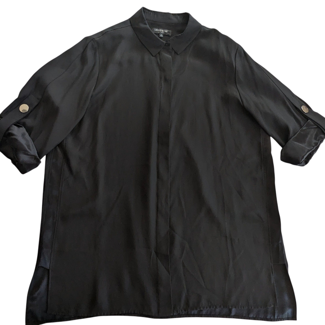 Lafayette 148 Jeslyn Black Silk Tunic Size Large