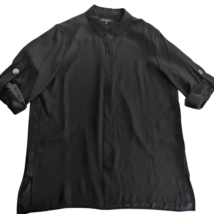 Lafayette 148 Jeslyn Black Silk Tunic Size Large
