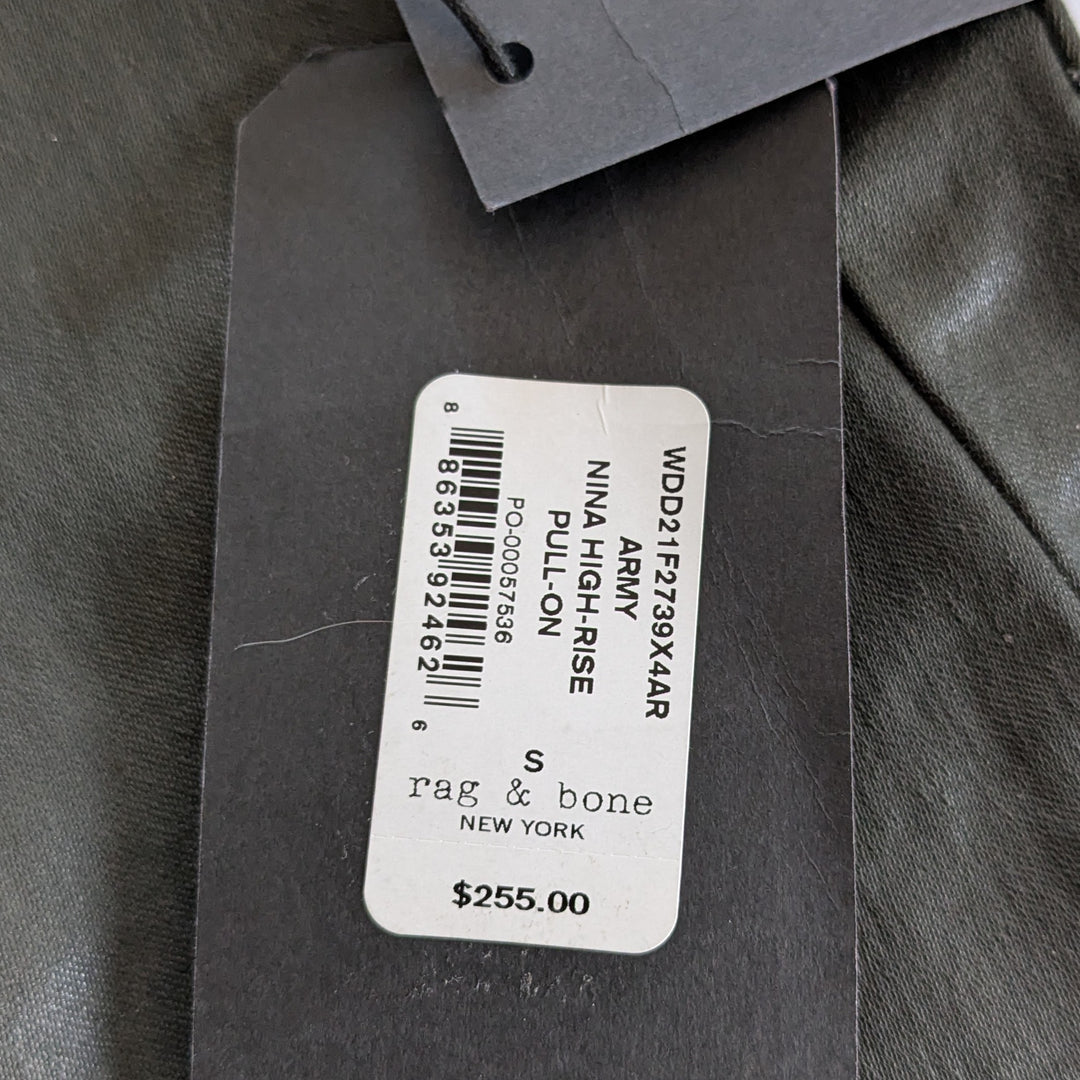 Rag & Bone Nina Coated Cotton Pull On Pants Size 8 NWT
