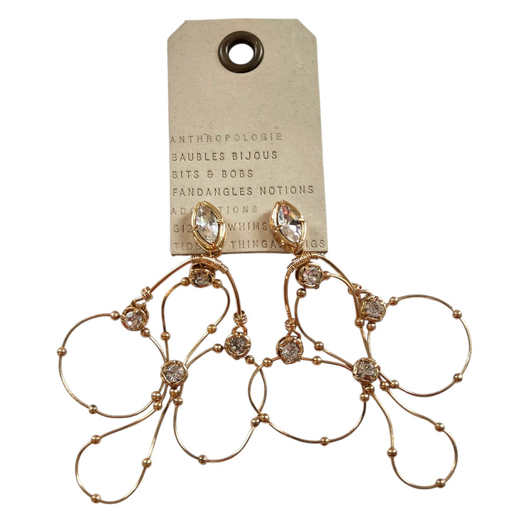 Anthropologie Gold and Crystal Chandelier Earrings