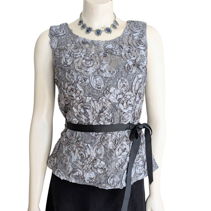 Alex Evening Silver Top Size Medium Petite
