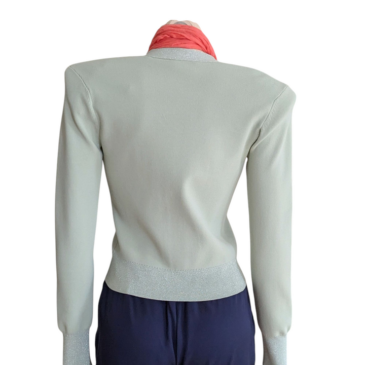 L'Agence  Taya Cropped Cardigan Mint Green