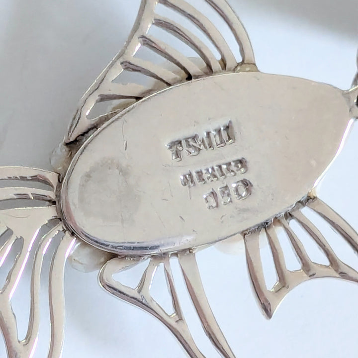 Vintage Mexican Sterling Necklace with Mother of Pearl Fish