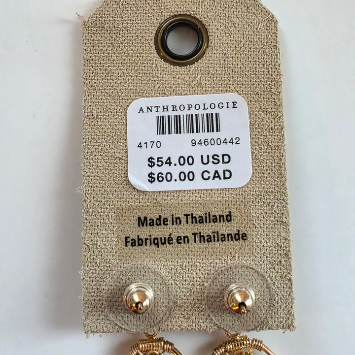 Anthropologie Gold and Crystal Chandelier Earrings