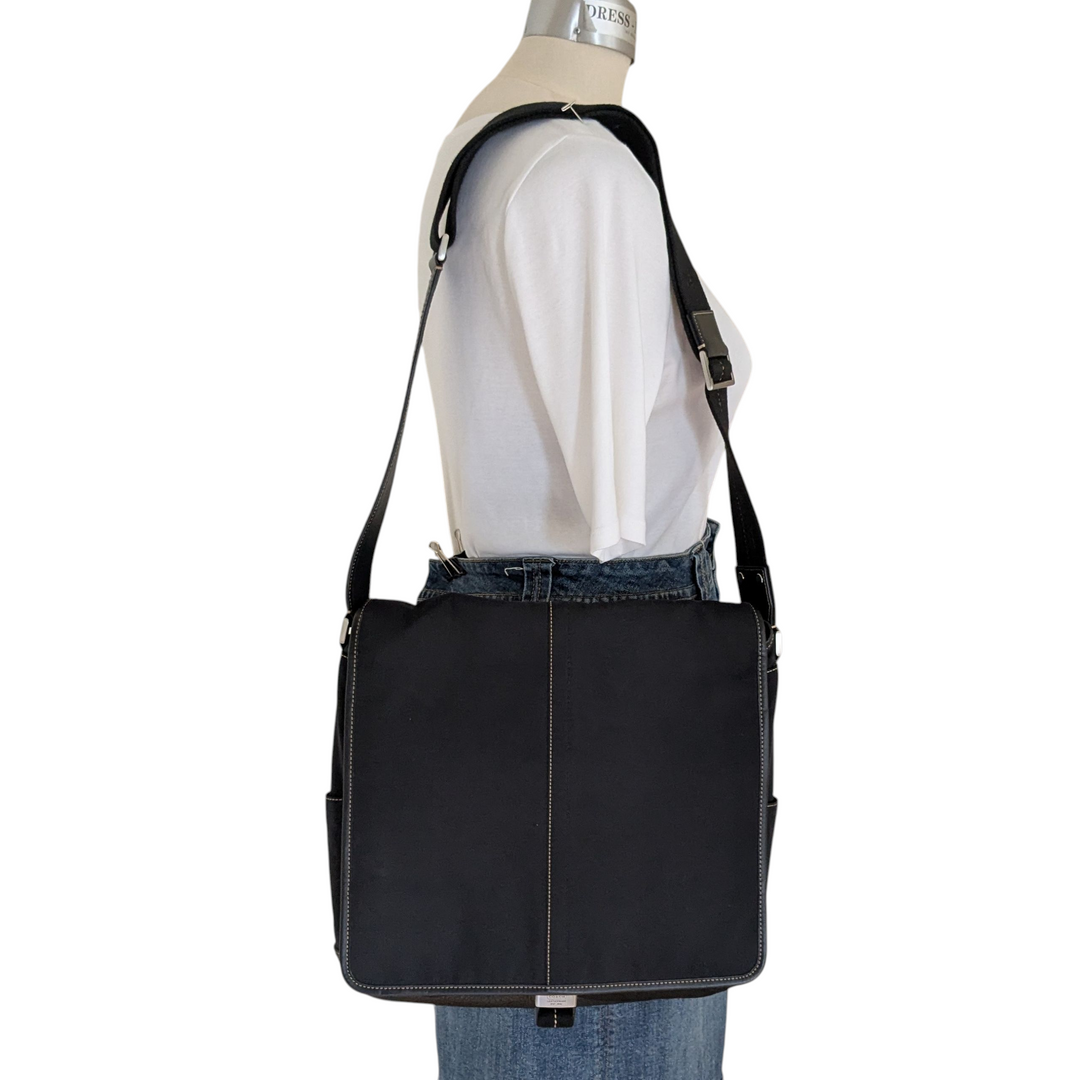Vintage Coach Nylon and Leather Messenger Bag