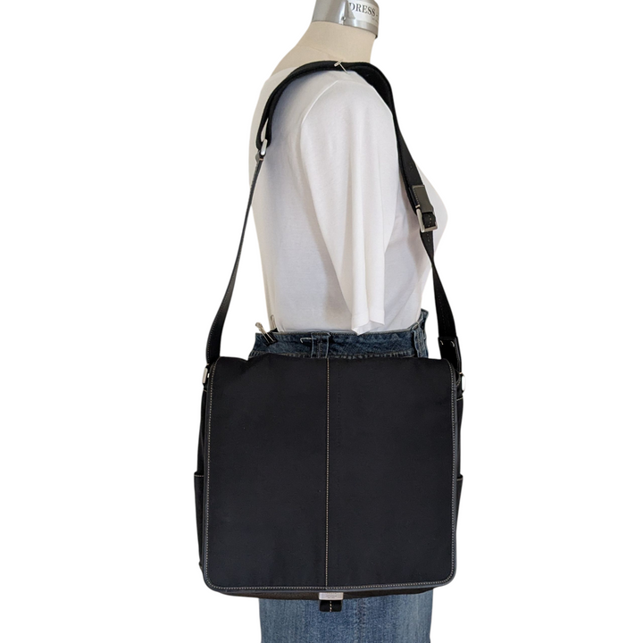 Vintage Coach Nylon and Leather Messenger Bag