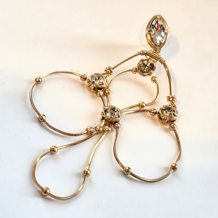 Anthropologie Gold and Crystal Chandelier Earrings