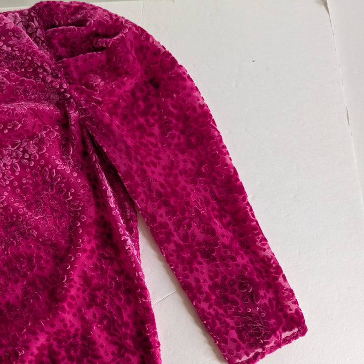 Shoshanna Hot Pink Flocked Top Size Small