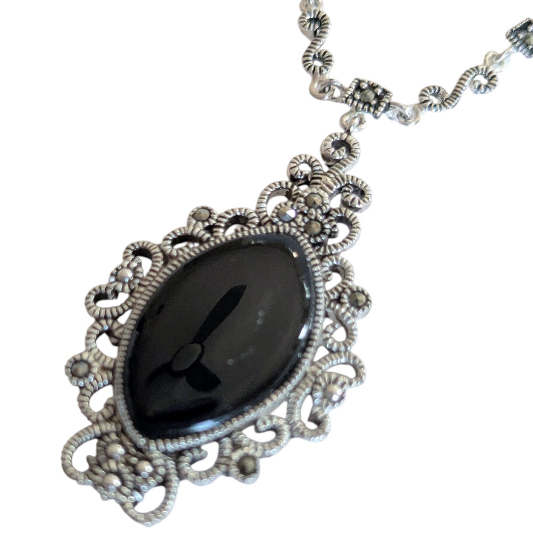 Sterling Silver and Black Onyx Pendant Necklace NWT