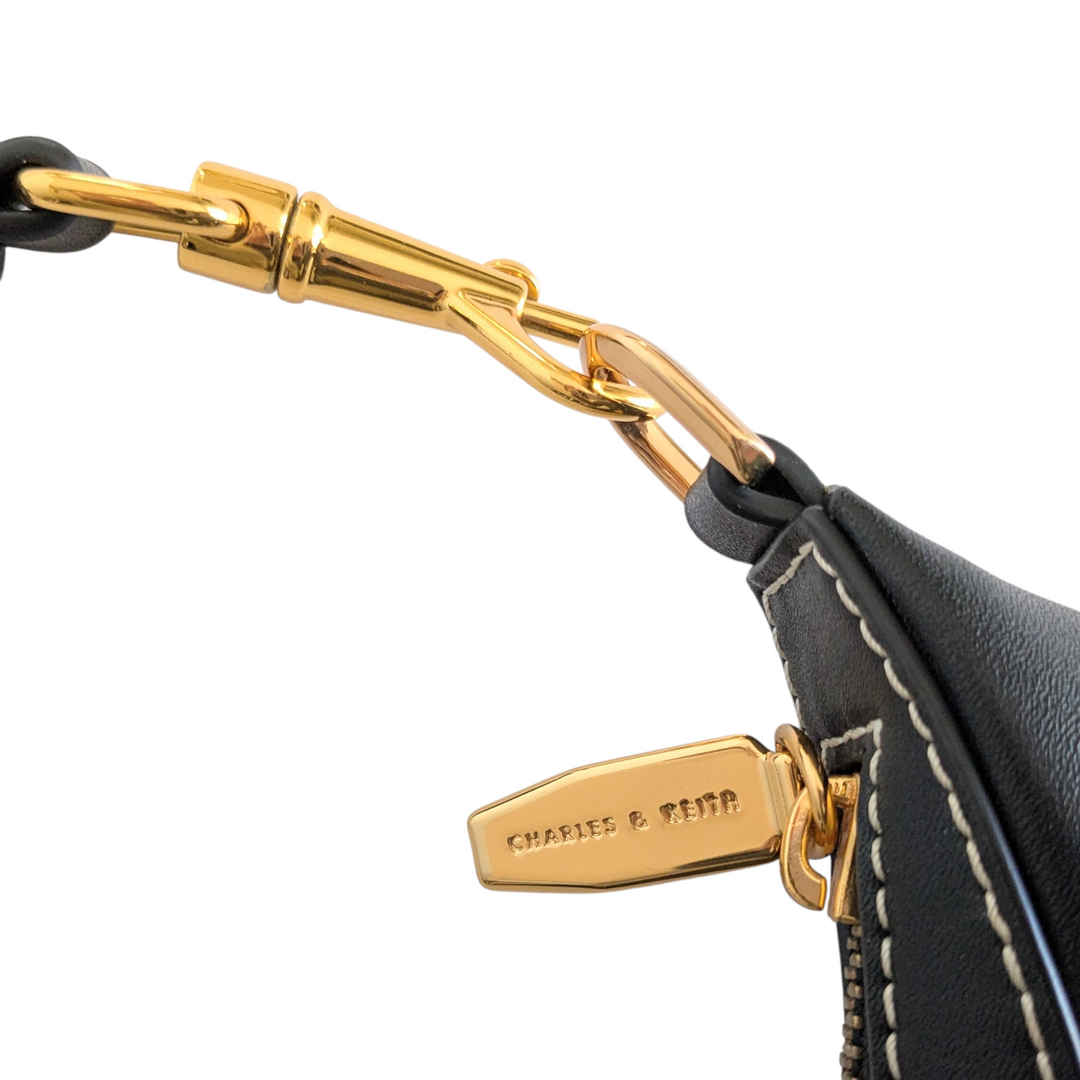 Charles & Keith Shalia Canvas Mini Moon Bag