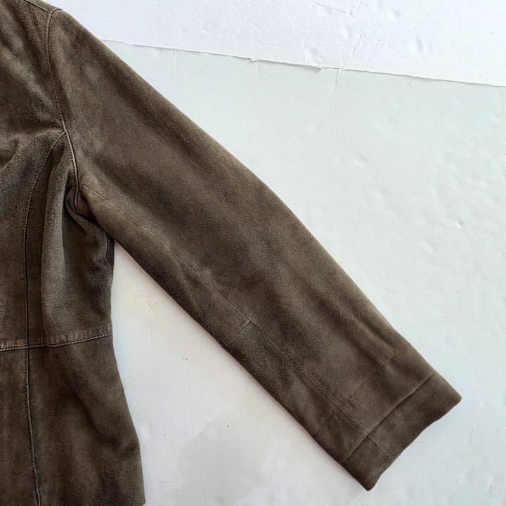 Eileen Fisher Green Suede Jacket Size LP