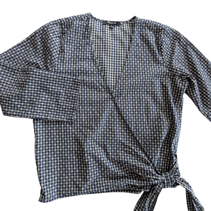 Madewell Plaid Wrap Top Size XS