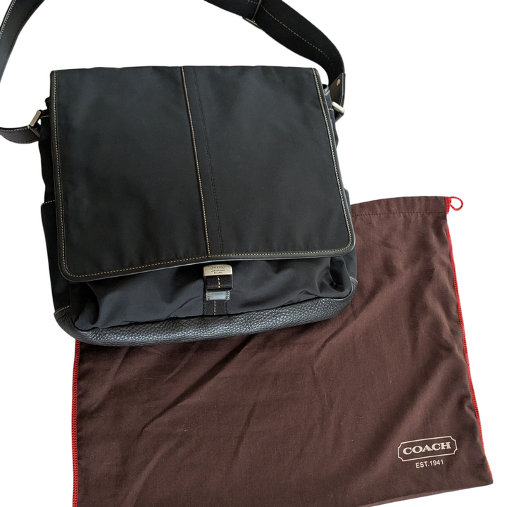 Vintage Coach Nylon and Leather Messenger Bag
