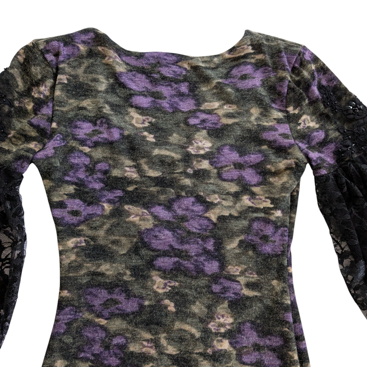 Sylwia Knit Midi Dress with Lace Sleeves Size 2