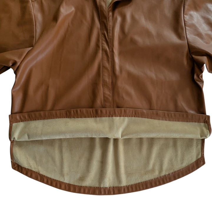 By Anthropologie Cedar Half Button Faux Leather Shirt Size Medium