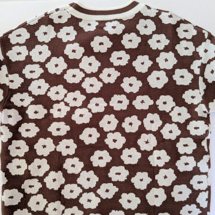 Pretty Garden Brown Floral Sweater Size Small