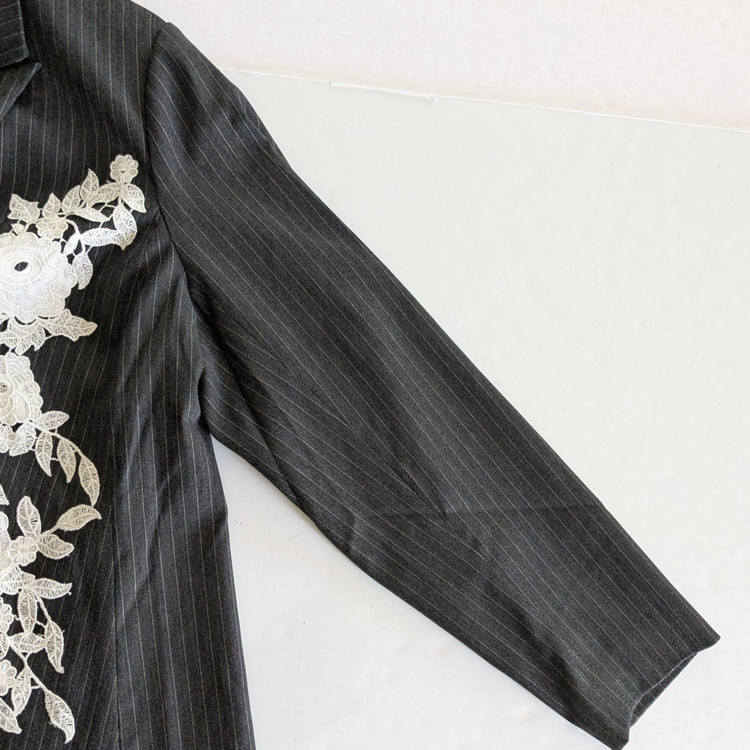 Maree Pour Toi Pinstripe Blazer with Applique Size 16