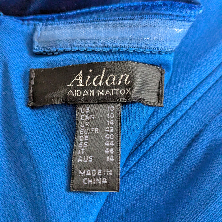 Aidan Mattoc Blue Velvet One Shoulder Cocktail Dress Size 10