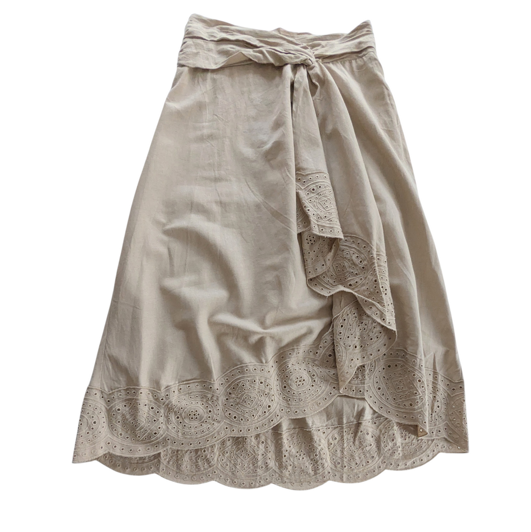 Jason Wu Linen Faux Wrap Midi Skirt Size 6