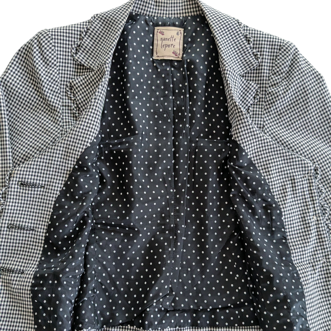 Nanette Lepore Gingham Check Blazer Size 4