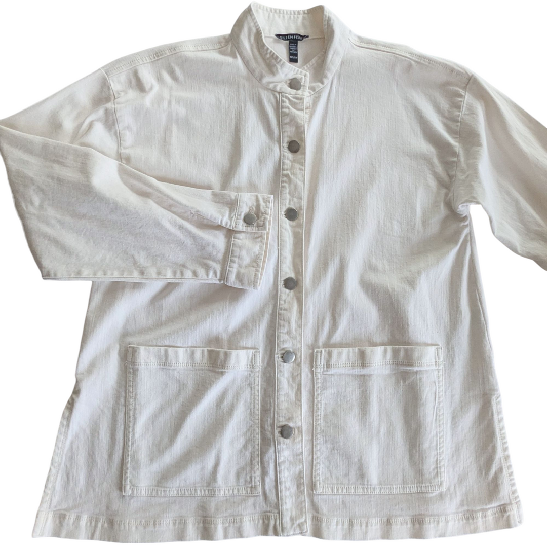 Eileen Fisher Undyed Denim Utility Jacket Size XXS