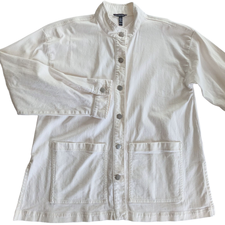 Eileen Fisher Undyed Denim Utility Jacket Size XXS