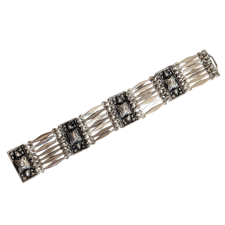Mexican Sterling Silver Panel Bracelet