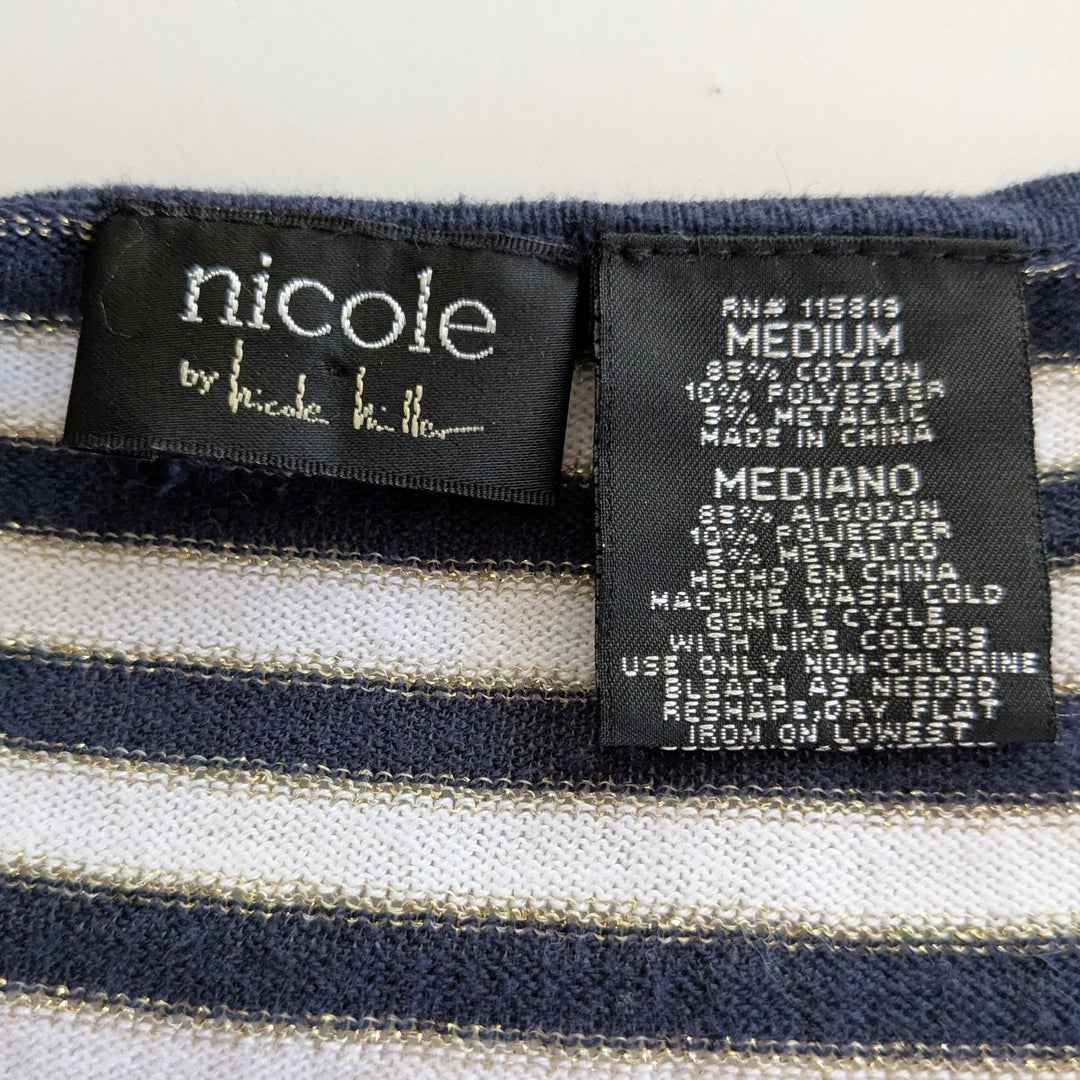 Nicole by Nicole Miller Striped Sweater Size Medium