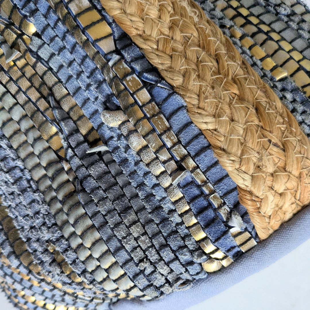 Woven Suede and Rope Tote Bag