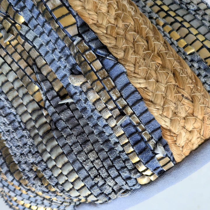 Woven Suede and Rope Tote Bag