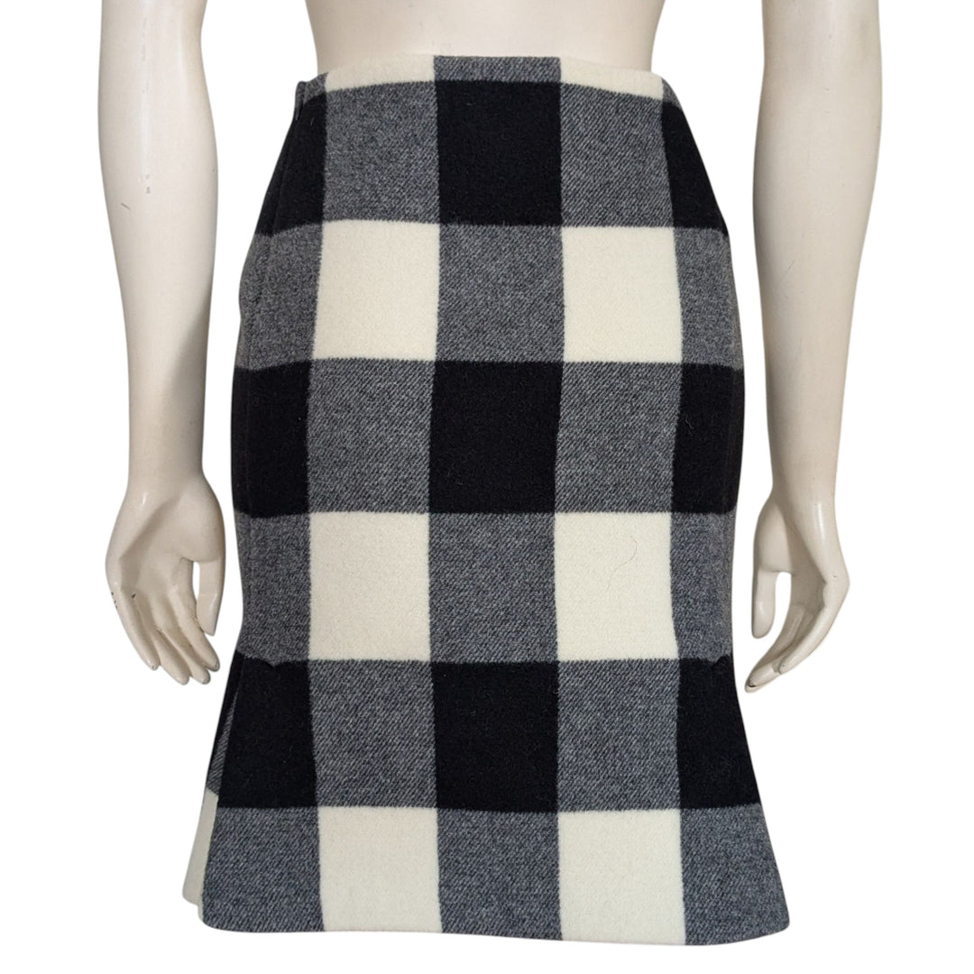 MaxMara Buffalo Plaid Wool Skirt Size 6
