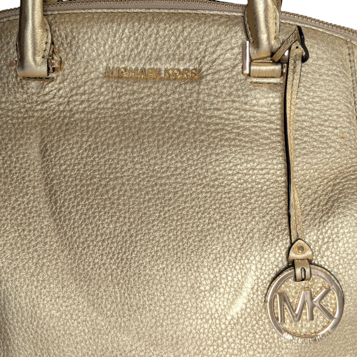 Michael Kors Riley Gold Leather Satchel