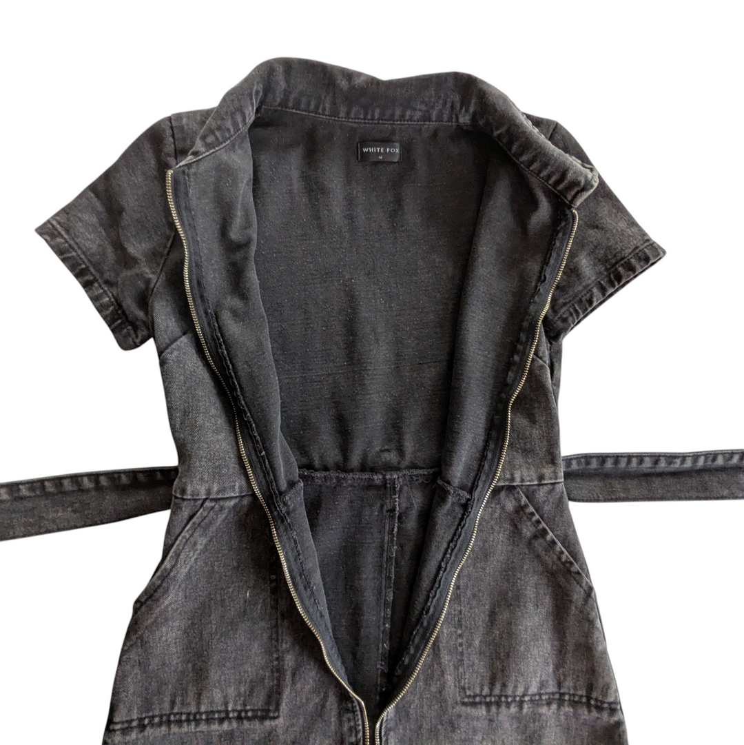 White Fox Black Denim Dress Size Medium