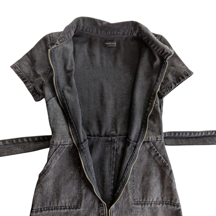 White Fox Black Denim Dress Size Medium